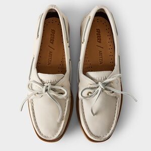Sperry x Aritzia AO Boat Shoe - Smooth Leather Size 7.5, Grey Mist